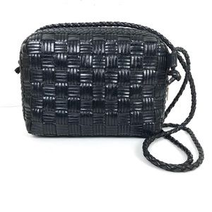 CEM Black Basket Weave Braid Crossbody leather Bag